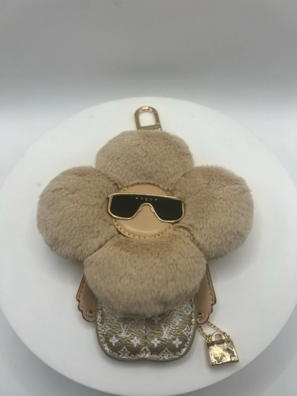 Lv Vivienne Flower Fur Bag Charm Keychain